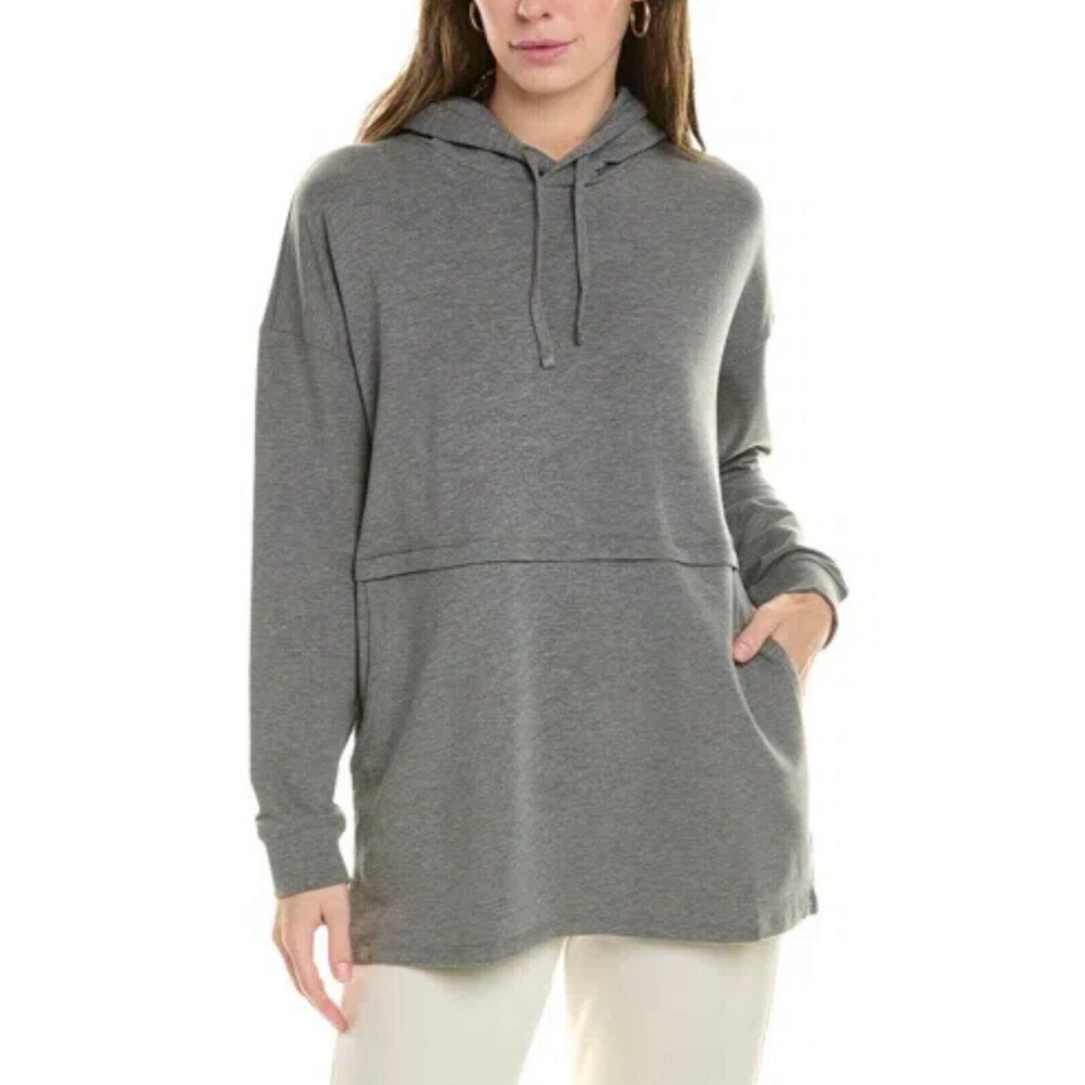 Barefoot Dreams MC Fleece Luxe Lounge Anorak Sweatshirt hoodie Heather Gray L